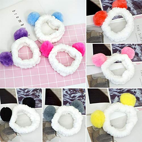 Lindo Panda Ear Soft Fleece Mujeres Diadema Maquillaje Ducha Head Wrap Hair Band for Lavado Cara Ducha SPA Máscara (Color : Yellow)