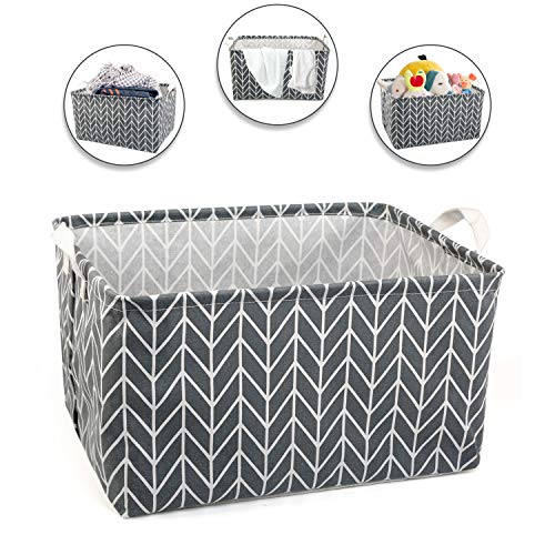 LinStyle Cuadrados Cestas de Almacenamiento, Plegable Caja de Almacenamiento de Tela para Ropa, Juguetes, Accesorios Electrónicos, Libros, Cosméticos (Flecha Gris)