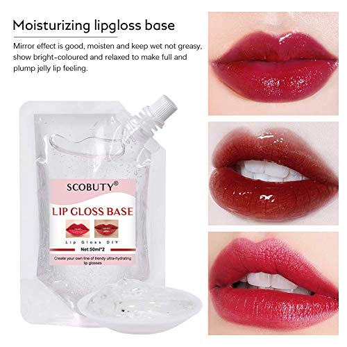 Lip Gloss Base,Lip Balm, base de bálsamo labial,Brillo de labios transparente hecho a mano Bricolaje Brillo de labios no pegajoso-2PCS