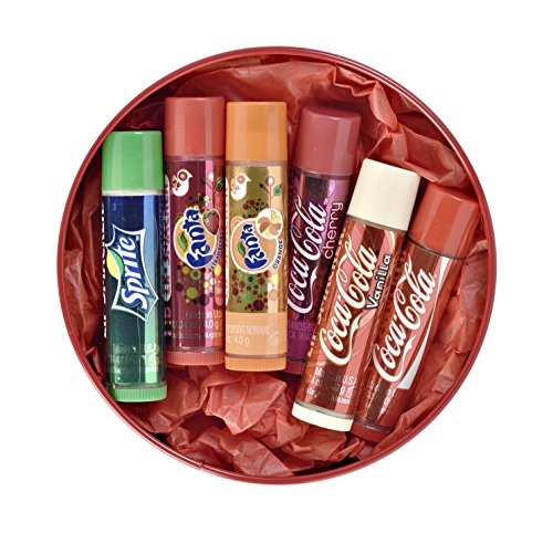 Lip Smacker – Estuche Metal con 6 Bálsamo labial Coca-Cola aromas surtidos