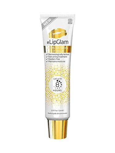 LipGlam - Bálsamo de labios 100% natural de aceite de argán y lanolina, imprimación de labios, imprimación de máscara y pomada de cutículas. 12 ml, paquete de 1