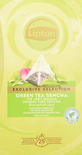 Lipton Selección Exclusiva Té Verde Sencha - 6 Cajas con 25 Pirámides, Pack de 1
