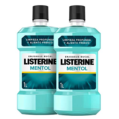 Listerine, Enjuague Bucal Mentol, Pack de 2, 1000 ml