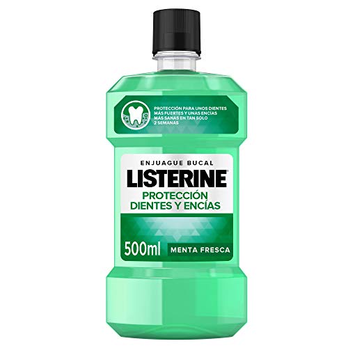 Listerine, Enjuague Bucal Protección Dientes y Encías, Sabor Menta Fresca, 500 ml