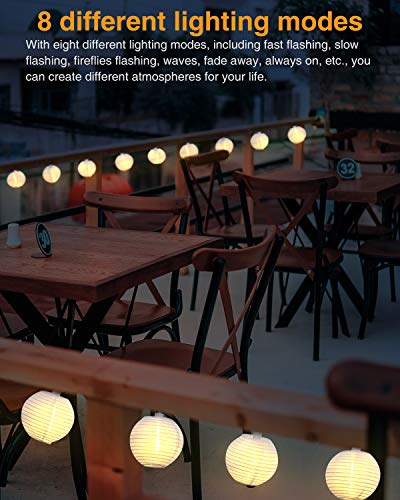 Litogo Farolillos Solares Exterior, 6M 40 LED Guirnalda Exterior Solar, Luces Decorativas Exterior Guirnalda Luces Exteriores Linternas Farolillos Decorativos Solares para Decoración Jardines