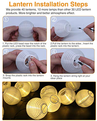 Litogo Farolillos Solares Exterior, 6M 40 LED Guirnalda Exterior Solar, Luces Decorativas Exterior Guirnalda Luces Exteriores Linternas Farolillos Decorativos Solares para Decoración Jardines