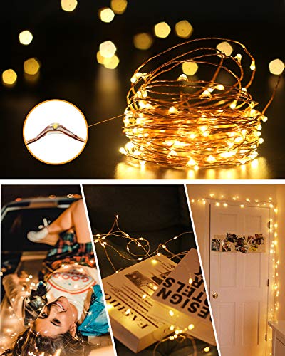 Litogo Guirnalda Luces Pilas, Luces LED Pilas, Luces LED Habitacion 5m 50 LED Luces de Cadena Micro con Pilas de Alambre Guirnaldas Decoracion Cobre para Decoración Interior Bodas Fiesta de Navidad …