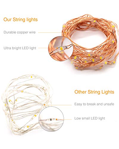 Litogo Guirnalda Luces Pilas, Luces LED Pilas, Luces LED Habitacion 5m 50 LED Luces de Cadena Micro con Pilas de Alambre Guirnaldas Decoracion Cobre para Decoración Interior Bodas Fiesta de Navidad …