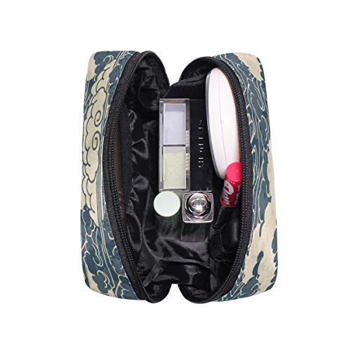 LIUBT - Neceser de maquillaje estilo retro japonés, diseño de ondas azules y océanos, para viajes, maquillaje, organizador multifunción para mujeres