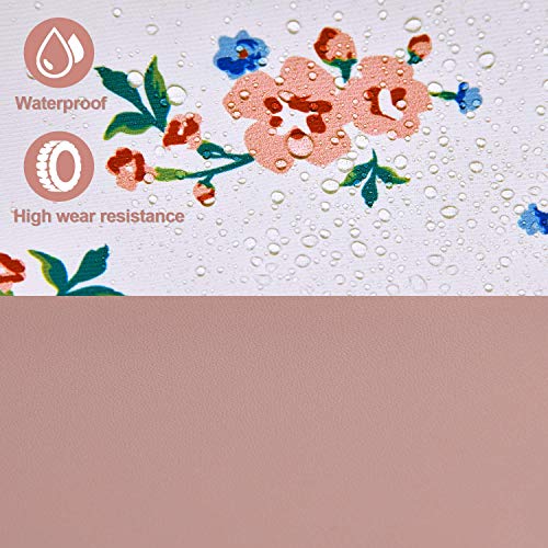 LIVACASA Mochila con cordón/Maquillaje Mochila, Mochila de Cuerdas Niños Bolsos de Embrague Costuras PU Estampado Florales Rosa Flores