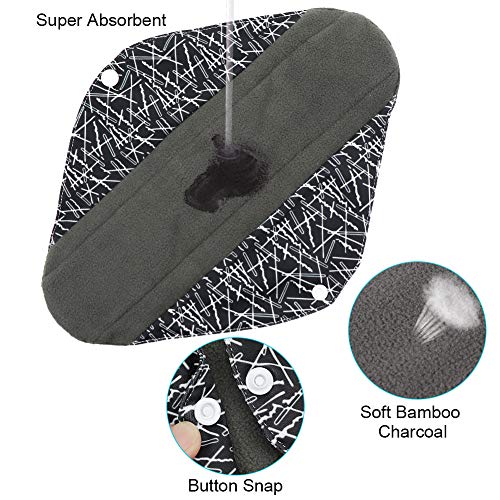 LIVEHITOP Almohadilla Sanitarias Lavable - Compresa Menstrual Reutilizable Carbón Bambú Algodón Larga Noche para Flujo Vaginal, Incontinencia, Posparto, Regalos día de San Valentín Mujeres