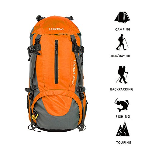 Lixada Mochila de Senderismo 50L con Cubierta Impermeable Mochila de Marcha Trekking Camping Deporte Al Aire Libre