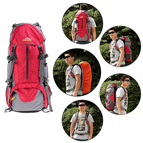 Lixada Mochila de Senderismo 50L con Cubierta Impermeable Mochila de Marcha Trekking Camping Deporte Al Aire Libre