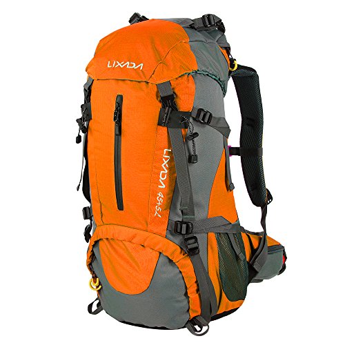 Lixada Mochila de Senderismo 50L con Cubierta Impermeable Mochila de Marcha Trekking Camping Deporte Al Aire Libre