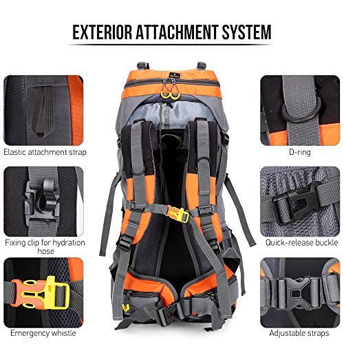 Lixada Mochila de Senderismo Impermeable 60L con Cubierta de Lluvia para Excursionismo Alpinismo Acampada Ciclismo al Aire Libre