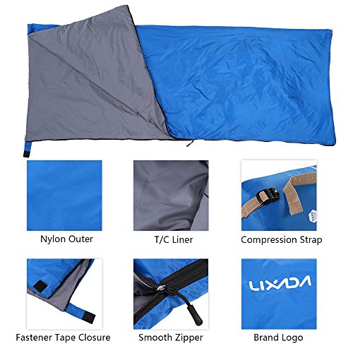 Lixada Saco de Dormir Ultraligero Compresible Multifuncional Saco de Dormir Rectangular 190 * 75cm 680g