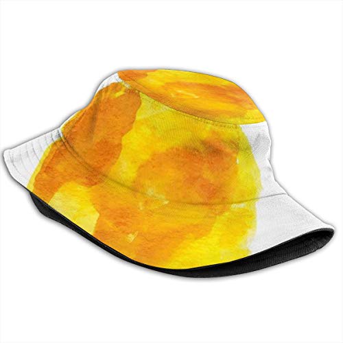 LLALUA Unisex Summer Fisherman Cap,Hand Drawn Lemon Watercolors Summer Organic Food Natural Product,Travel Beach Outdoor Sun Hat
