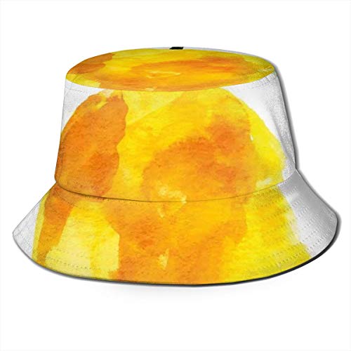 LLALUA Unisex Summer Fisherman Cap,Hand Drawn Lemon Watercolors Summer Organic Food Natural Product,Travel Beach Outdoor Sun Hat