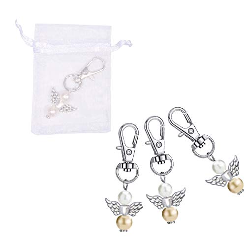 Llavero ángel de la guarda,ángel de la Guarda de Perlas,Colgante de ángel de la Guarda,ángel de la Guarda para Bodas cumpleaños (H)