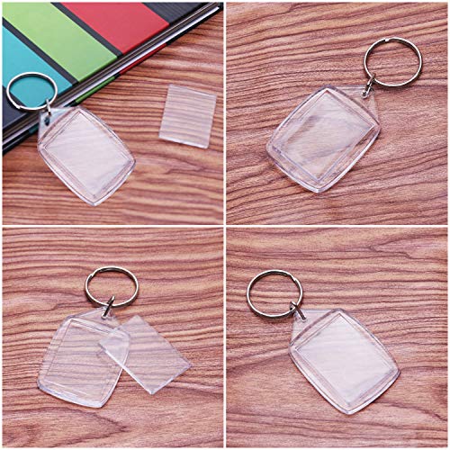 Llaveros de Fotos de Acrilico (50 Piezas) - 3,4 x 5,4cm Llavero en Blanco - Transparente Insertar Fotos Llaveros - plástico Fotos Personalizadas Llavero - Apto para Hombres y Mujeres