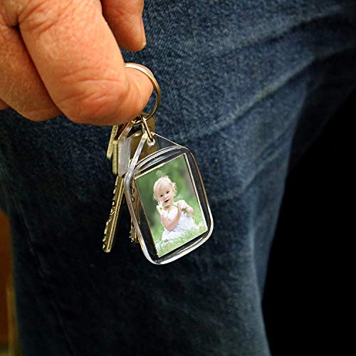 Llaveros de Fotos de Acrilico (50 Piezas) - 3,4 x 5,4cm Llavero en Blanco - Transparente Insertar Fotos Llaveros - plástico Fotos Personalizadas Llavero - Apto para Hombres y Mujeres