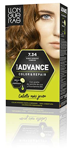 Llongueras Advance Tinte de Cabello Permanente Tono #7.34 Rubio Dorado Cobrizo