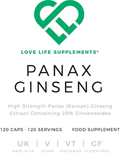 LLS Panax Ginseng 3000mg | 120 Cápsulas de alta resistencia (4 meses de suministro) | 300mg por cápsula,10:1 Extracto (3000mg equivalente de planta entera) | 20% Ginsenosidos | También conocido como el Ginseng Coreano | Usado para mejorar el pensamiento, 