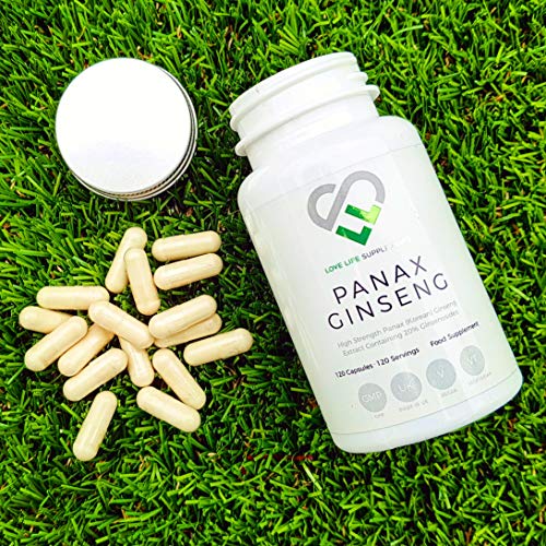 LLS Panax Ginseng 3000mg | 120 Cápsulas de alta resistencia (4 meses de suministro) | 300mg por cápsula,10:1 Extracto (3000mg equivalente de planta entera) | 20% Ginsenosidos | También conocido como el Ginseng Coreano | Usado para mejorar el pensamiento, 