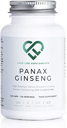 LLS Panax Ginseng 3000mg | 120 Cápsulas de alta resistencia (4 meses de suministro) | 300mg por cápsula,10:1 Extracto (3000mg equivalente de planta entera) | 20% Ginsenosidos | También conocido como el Ginseng Coreano | Usado para mejorar el pensamiento, 