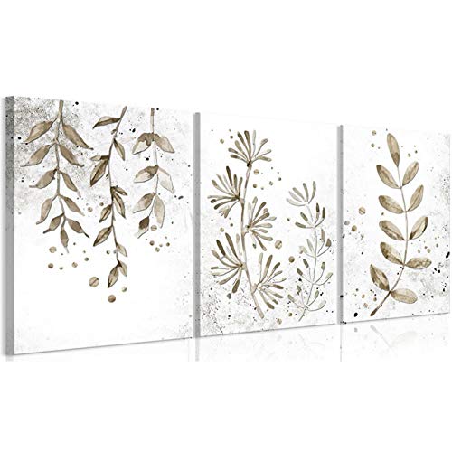 LLXHG Tawny Acuarela Hoja Lienzo Cartel Enmarcado Pared Arte Abstracto Botánico Impresión Imagen para Sala De Estar Decoración Minimalista-30X40Cmx3Pcs Sin Marco