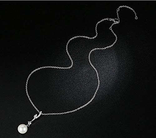 LLYY Conjunto de Joyas, 925-Joyas Plata, Circonitas Blancas Naturales con Perlas, Cuentas para Mujeres. Aretes Boda/Conjuntos Colgantes Jewellery Set