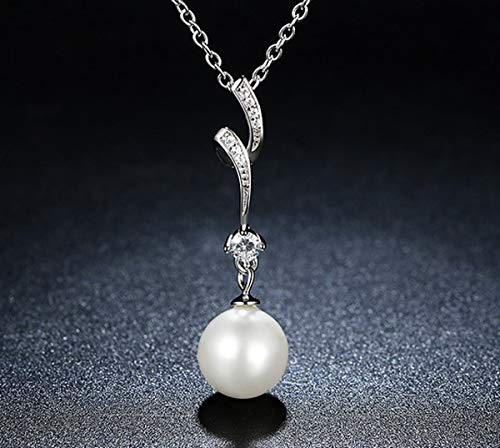 LLYY Conjunto de Joyas, 925-Joyas Plata, Circonitas Blancas Naturales con Perlas, Cuentas para Mujeres. Aretes Boda/Conjuntos Colgantes Jewellery Set