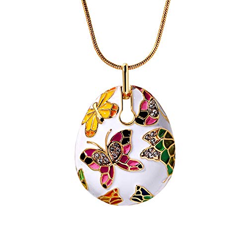 LLYY Conjunto de Joyas, Las Señoras Colores Collar Pulsera la Mariposa Pendientes Hechos a Mano Esmalte para Mujeres Colgante Elegante del Regalo Aniversario Sistemas Joyería(Oro),A