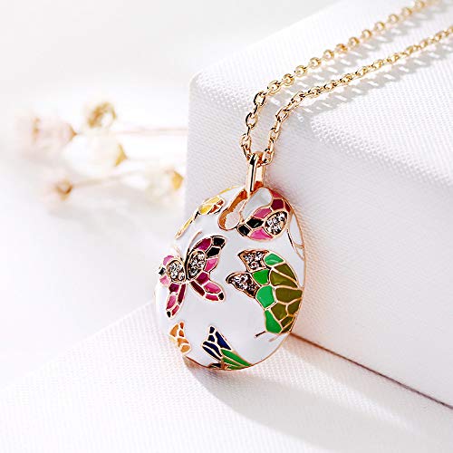 LLYY Conjunto de Joyas, Las Señoras Colores Collar Pulsera la Mariposa Pendientes Hechos a Mano Esmalte para Mujeres Colgante Elegante del Regalo Aniversario Sistemas Joyería(Oro),A