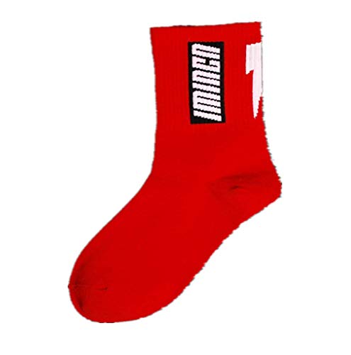 LMXYF Inglés Alfabeto Calcetines Rojos De Corte Medio Para Hombre, Algodón, Calcetines Deportivos Desodorantes Que Absorben El Sudor,5 Pares