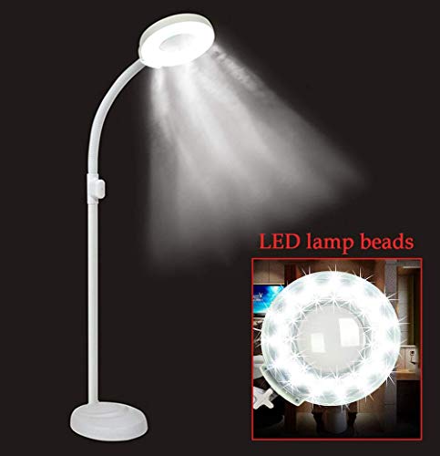 LMZJLU 8X Lupa Lámpara de Lupa de Brazo Ajustable Cuidado de la Piel Belleza Salón de Tatuajes de uñas SPA y Montaje en el Piso Ojos no Seguros y Resistentes (Blanco)