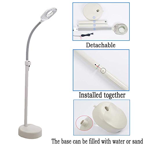 LMZJLU Lámpara de Aumento 8X con Brazo Giratorio Ajustable, Lupa para el Cuidado de la Piel, Belleza, manicura, Tatuaje, salón, SPA, lámpara de pie