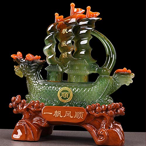 LNDDP Estatua decoración Barco Vela dragón Escultura Prosperidad Riqueza Feng Shui, decoración hogar y Oficina para el éxito y la Fortuna