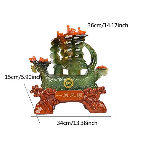 LNDDP Estatua decoración Barco Vela dragón Escultura Prosperidad Riqueza Feng Shui, decoración hogar y Oficina para el éxito y la Fortuna