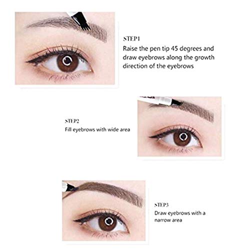 LNIEGE Lápiz de Cejas 4 Puntas Impermeable, Natural Lápiz de Cejas para Principiantes de Larga duración, Marcado Lápiz de Cejas Líquido Habilidad Maquillaje de Ojos 2 Piezas