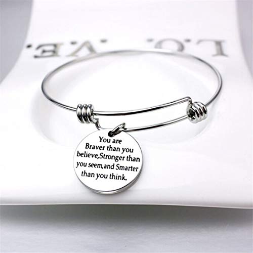 lnlyin ajustable brazalete estás Braver Stronger Smarter Than You Think pulsera amigo de la familia regalo para las mujeres hombres