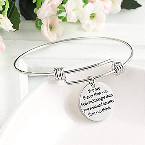 lnlyin ajustable brazalete estás Braver Stronger Smarter Than You Think pulsera amigo de la familia regalo para las mujeres hombres