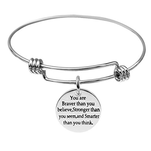lnlyin ajustable brazalete estás Braver Stronger Smarter Than You Think pulsera amigo de la familia regalo para las mujeres hombres