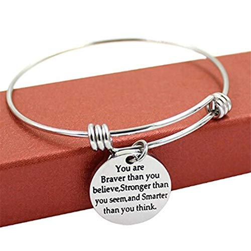 lnlyin ajustable brazalete estás Braver Stronger Smarter Than You Think pulsera amigo de la familia regalo para las mujeres hombres