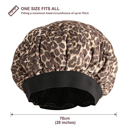Locisne Gorro calor cabello acondicionamiento profundo inalámbrico,cuidado cabello con microondas para la terapia,tratamiento térmico para el cabello con retención interior de linaza,leopardo