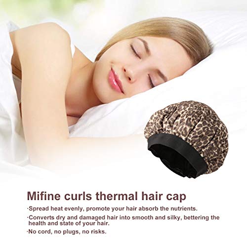 Locisne Gorro calor cabello acondicionamiento profundo inalámbrico,cuidado cabello con microondas para la terapia,tratamiento térmico para el cabello con retención interior de linaza,leopardo