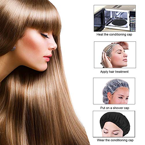 Locisne Gorro calor cabello lino acondicionamiento profundo térmico bricolaje,gorro acondicionamiento cabello micro apto microondas Terapia calor para vaporizar el cabello,spa Herramientas de peinado