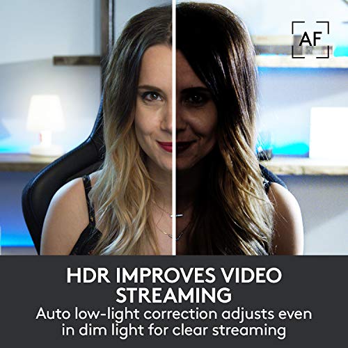 Logitech Brio Stream Webcam, Streaming Full HD 1080p/60fps, Edición Streaming, Superrápida, Corrección de Iluminación HD, para Skype/Google Hangouts/FaceTime, Para Gaming, Portátil/PC/Mac, Color Negro