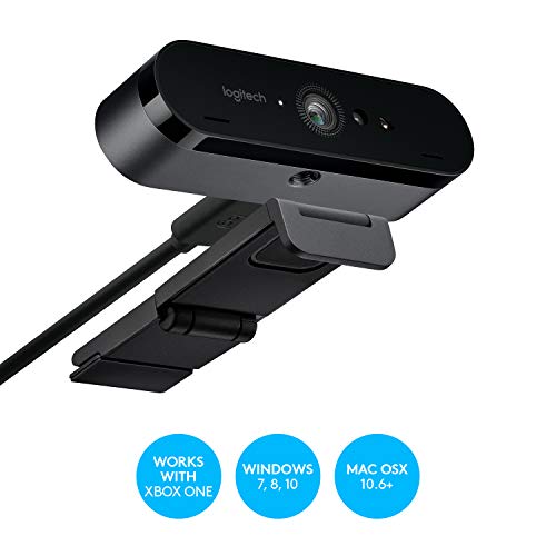 Logitech Brio Stream Webcam, Streaming Full HD 1080p/60fps, Edición Streaming, Superrápida, Corrección de Iluminación HD, para Skype/Google Hangouts/FaceTime, Para Gaming, Portátil/PC/Mac, Color Negro
