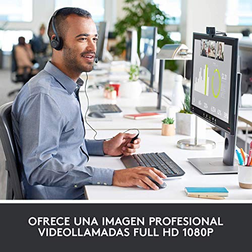 Logitech C920 HD Pro Webcam, Videoconferencias 1080P FULL HD 1080p/30 fps, Sonido Estéreo, Corrección de Iluminación HD, Skype/Google Hangouts/FaceTime, Para Gaming, Portátil/PC/Mac/Android